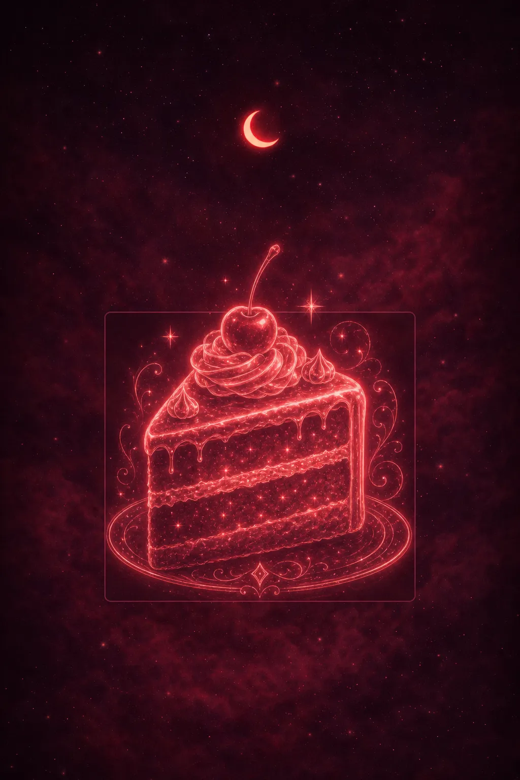 A layered cake with frosting sitting on a table in warm, gentle lamplight, evoking sweetness and quiet celebration