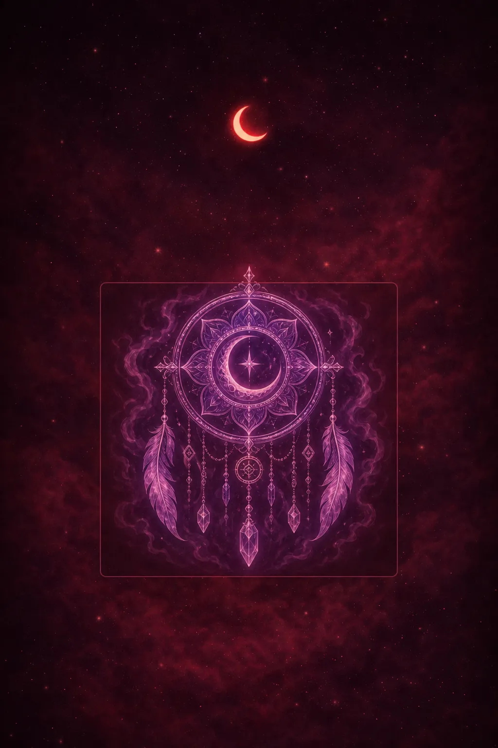 Deep violet and lavender hues swirl and blend in a dreamy, atmospheric composition with soft, luminous edges fading into darkness