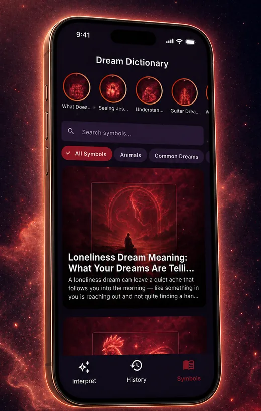 Dream Book app — searchable dream symbol dictionary screen
