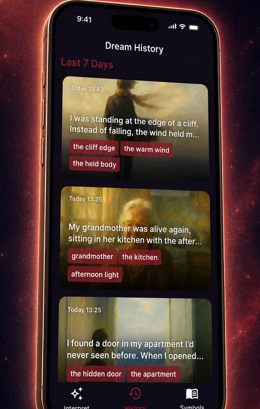 Dream Book app — personal intruder dream interpretation screen