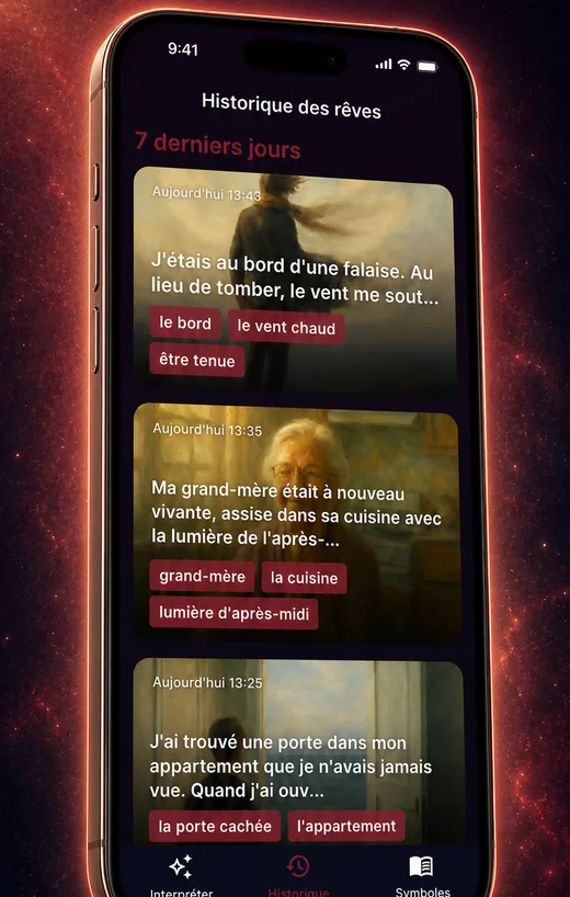 Dream Book app — personal intruder dream interpretation screen