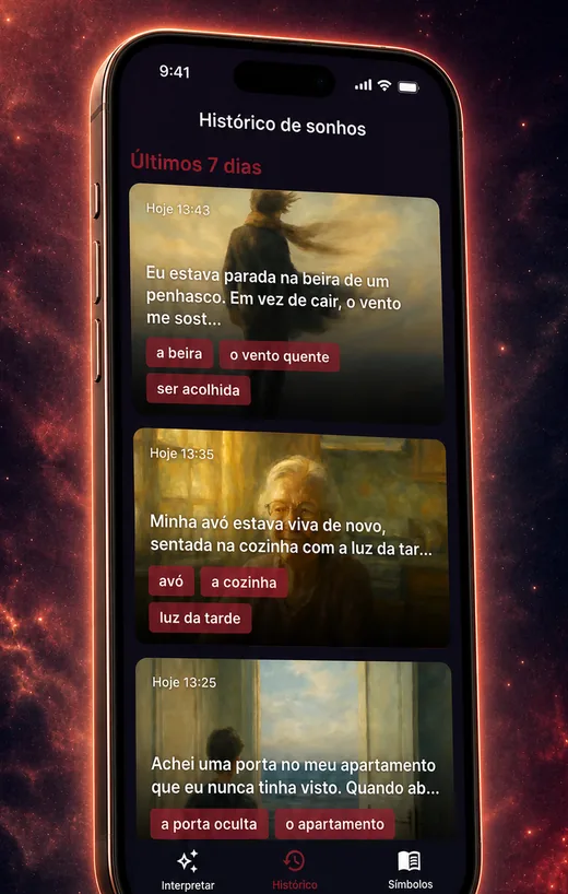Dream Book app — personal intruder dream interpretation screen